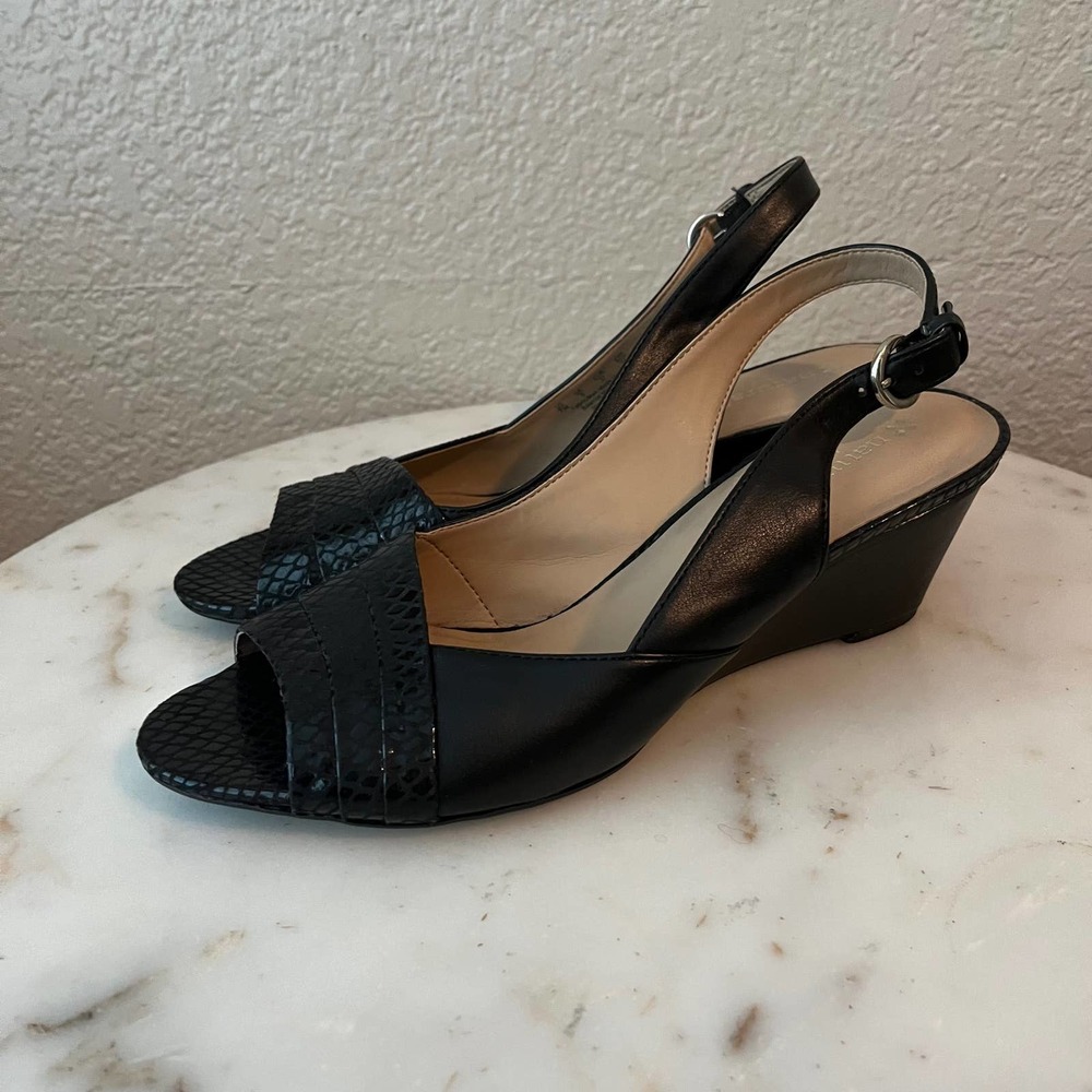 Naturalizer Black Slingback Wedge Heels